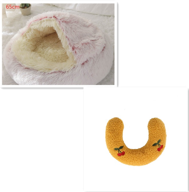 Bed Pet Winter Bed Round Plush Warm Bed House Soft Long Plush Pets Bed Pet Products