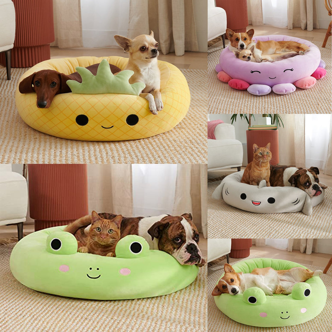 Super Soft Plush Pet Bed Animal And Fruit Design For Comfort