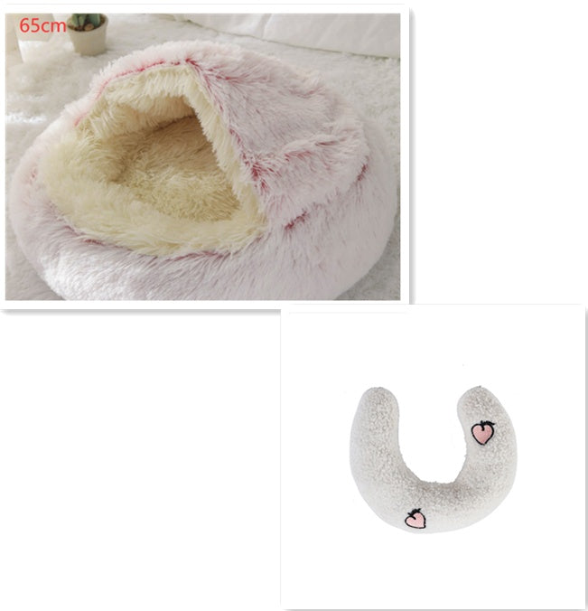 Bed Pet Winter Bed Round Plush Warm Bed House Soft Long Plush Pets Bed Pet Products