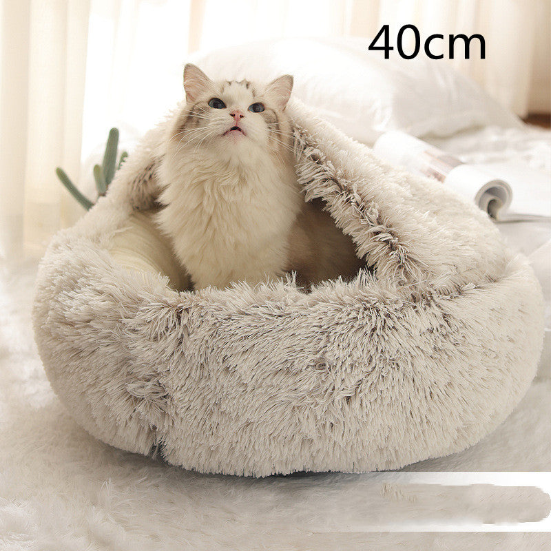 Bed Pet Winter Bed Round Plush Warm Bed House Soft Long Plush Pets Bed Pet Products