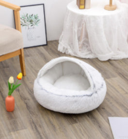 Bed Pet Winter Bed Round Plush Warm Bed House Soft Long Plush Pets Bed Pet Products