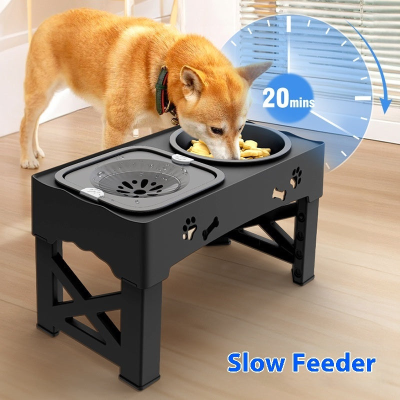 Pet Stainless Steel Double Bowl Elevated Feeder Durable Feeding Station