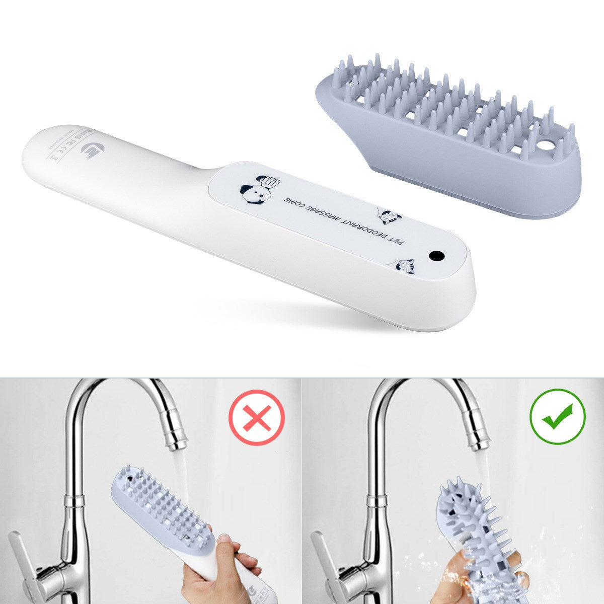 Silicone Pet Grooming Massage Brush Deodorizing Cleaning Fur Removal Tool