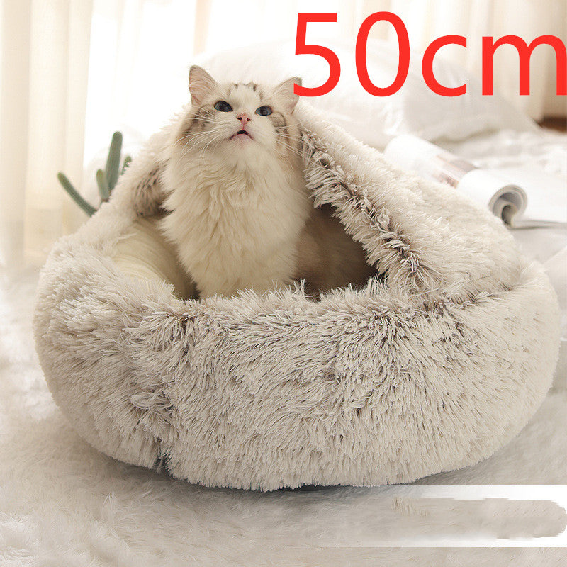 Bed Pet Winter Bed Round Plush Warm Bed House Soft Long Plush Pets Bed Pet Products