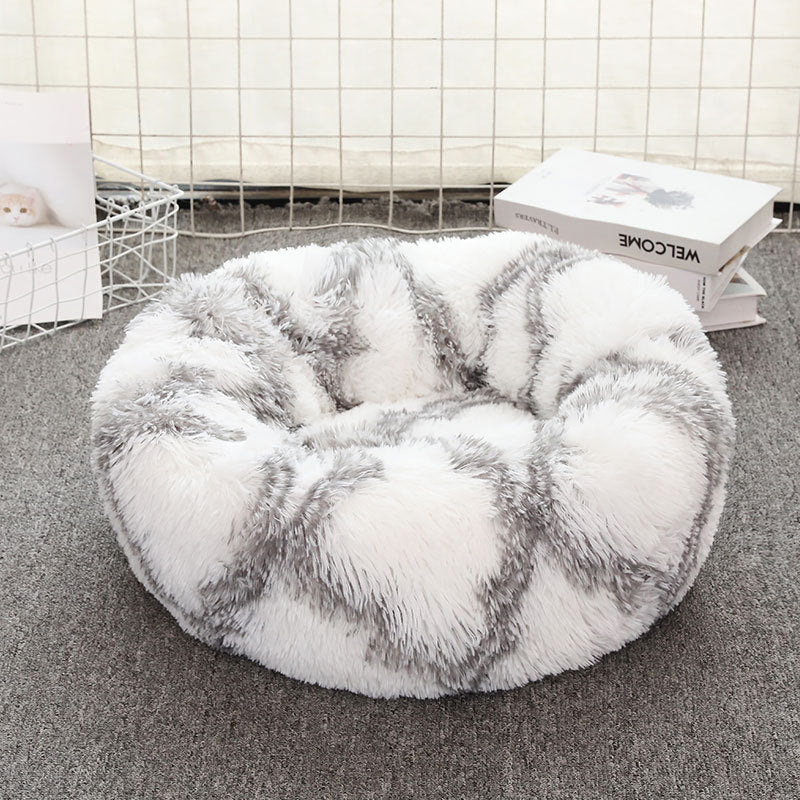 Soft Thick Cotton Plush Round Pet Bed For Cozy Comfort And Rest
