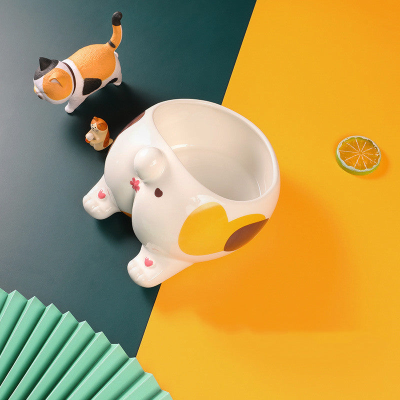 Ceramic Raised Pet Feeding Bowl Single Mouth Food And Water Holder
