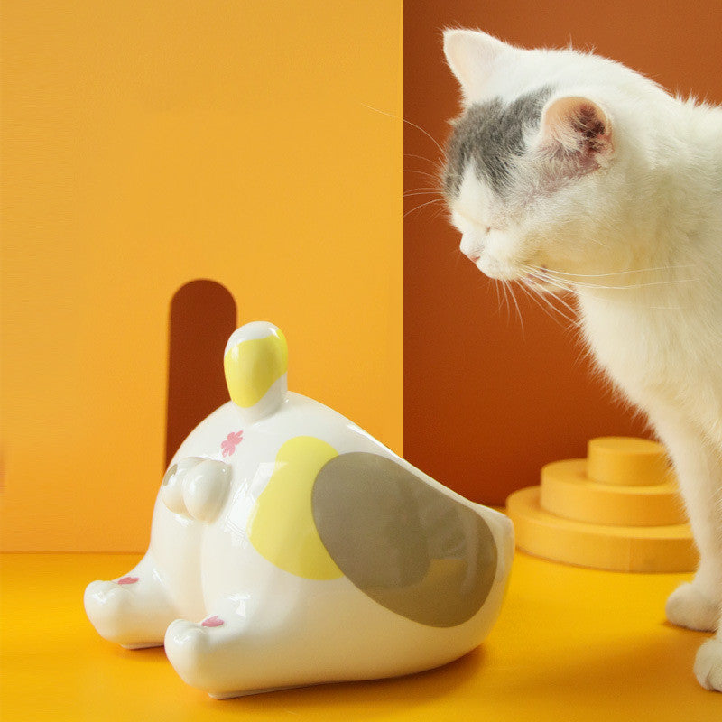 Ceramic Raised Pet Feeding Bowl Single Mouth Food And Water Holder