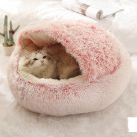 Bed Pet Winter Bed Round Plush Warm Bed House Soft Long Plush Pets Bed Pet Products