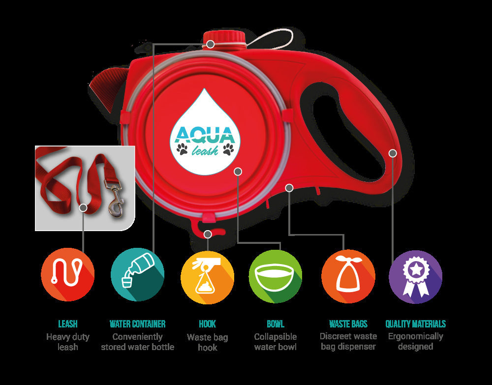 Multifunctional Pet Leash With Portable Water Bottle Holder