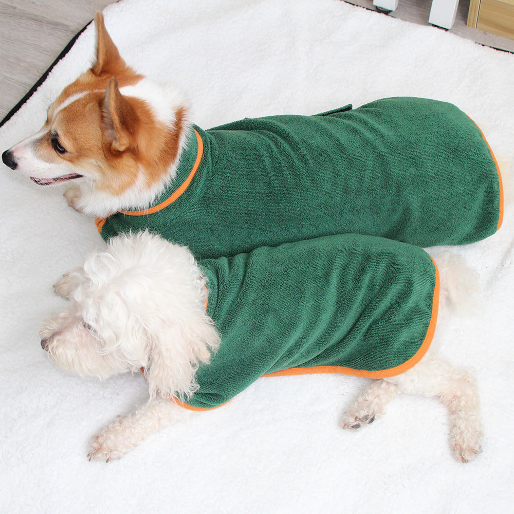 Pet Puppy Clothes Bathing Robe Neck Pet Clothes Tucked Waist Shirts