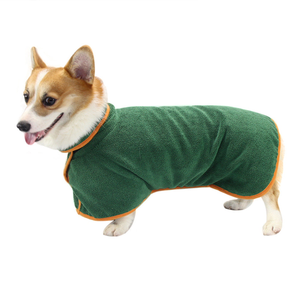 Pet Puppy Clothes Bathing Robe Neck Pet Clothes Tucked Waist Shirts