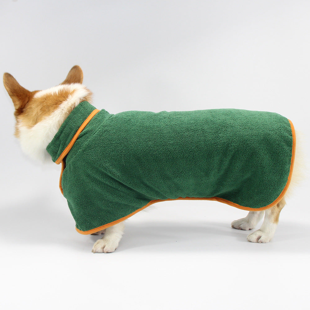 Pet Puppy Clothes Bathing Robe Neck Pet Clothes Tucked Waist Shirts
