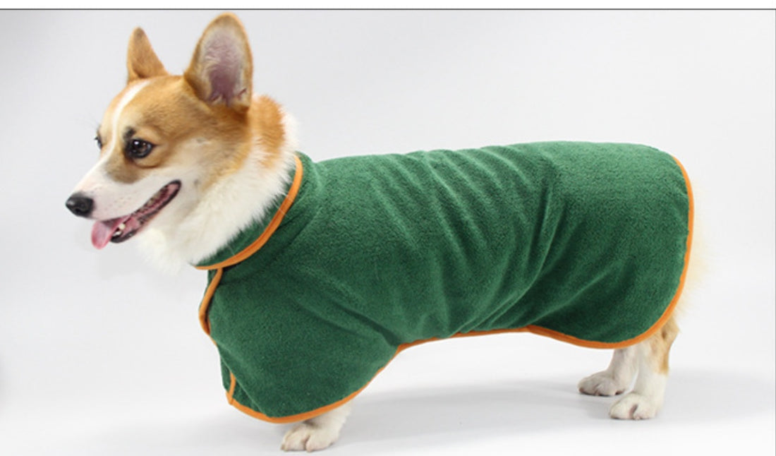 Pet Puppy Clothes Bathing Robe Neck Pet Clothes Tucked Waist Shirts