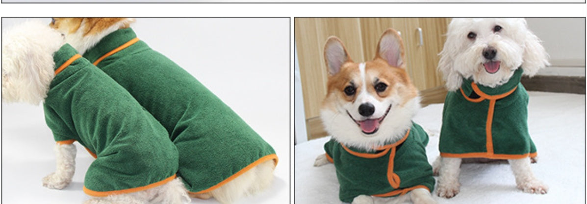Pet Puppy Clothes Bathing Robe Neck Pet Clothes Tucked Waist Shirts