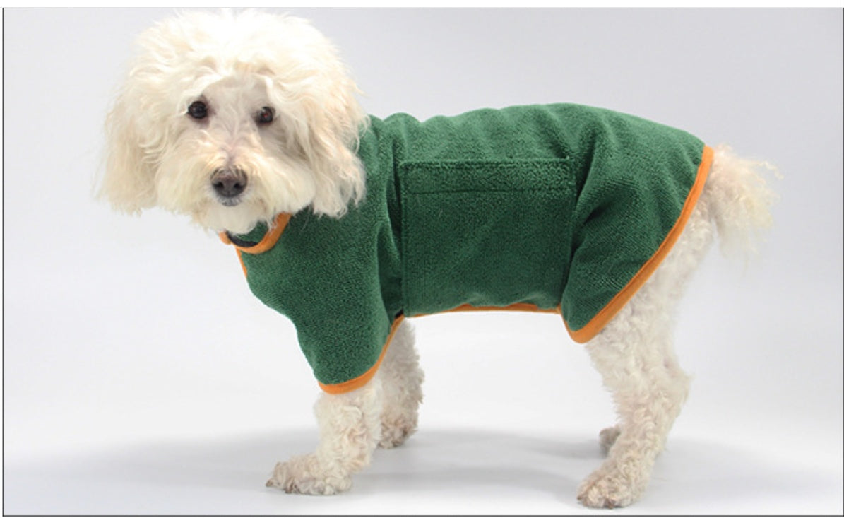 Pet Puppy Clothes Bathing Robe Neck Pet Clothes Tucked Waist Shirts