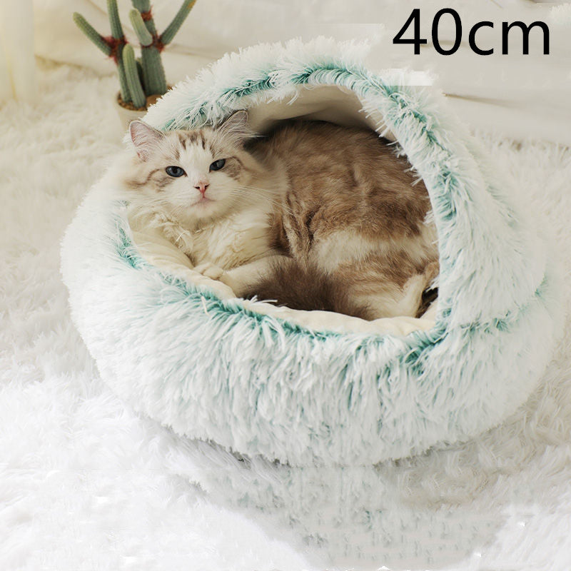 Bed Pet Winter Bed Round Plush Warm Bed House Soft Long Plush Pets Bed Pet Products