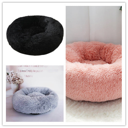 Soft Thick Cotton Plush Round Pet Bed For Cozy Comfort And Rest