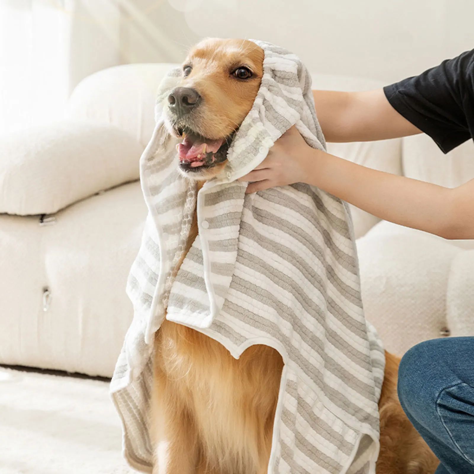 Ultra Absorbent Quick Dry Pet Bath Towel Thick Bathrobe For All Sizes