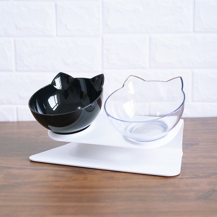 Non Slip Double Bowl Raised Stand Pet Feeder Transparent Food And Water Station