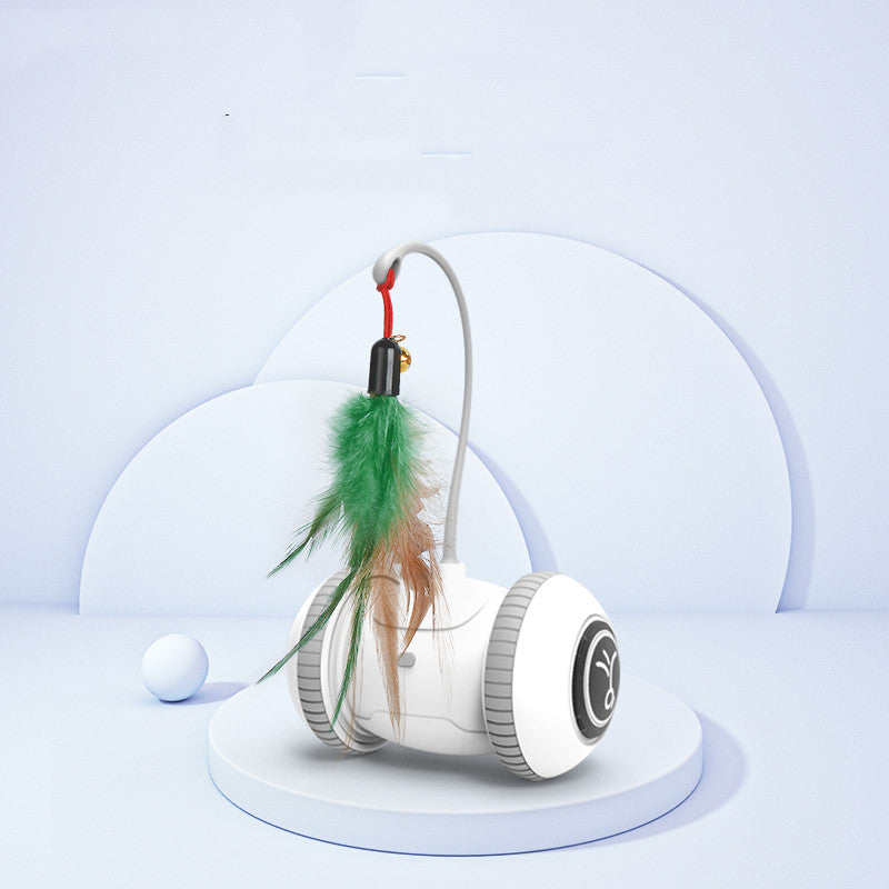 Interactive Pet Feather Toy With Interchangeable Heads For Play And Exercise