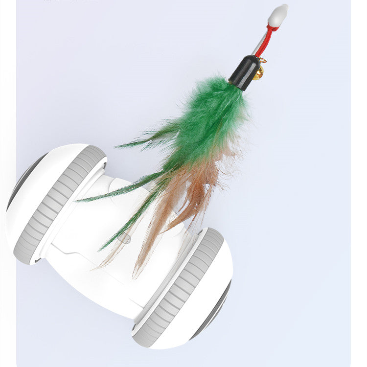 Interactive Pet Feather Toy With Interchangeable Heads For Play And Exercise