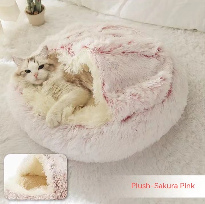 Bed Pet Winter Bed Round Plush Warm Bed House Soft Long Plush Pets Bed Pet Products