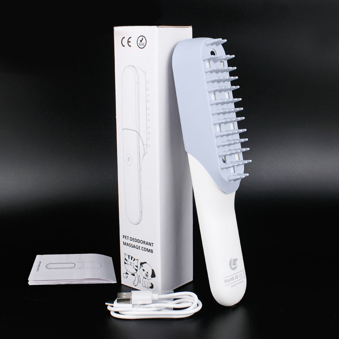 Silicone Pet Grooming Massage Brush Deodorizing Cleaning Fur Removal Tool