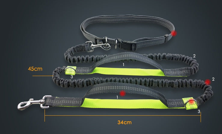 Reflective Multi Function Elastic Pet Leash Running Traction Lead