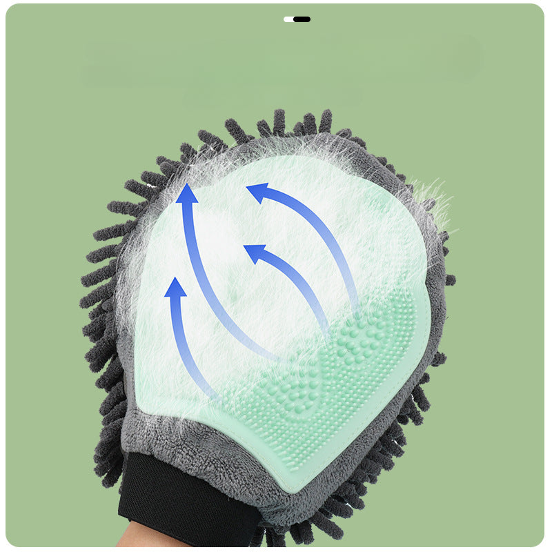 2 In 1 Pet Grooming Glove Bath Brush Massage Cleaning Tool