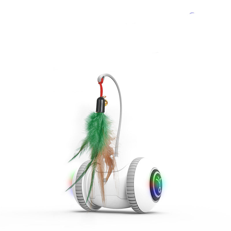 Interactive Pet Feather Toy With Interchangeable Heads For Play And Exercise
