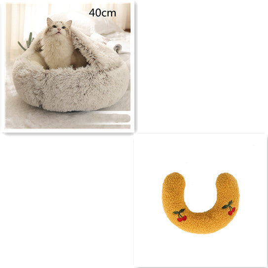 Bed Pet Winter Bed Round Plush Warm Bed House Soft Long Plush Pets Bed Pet Products