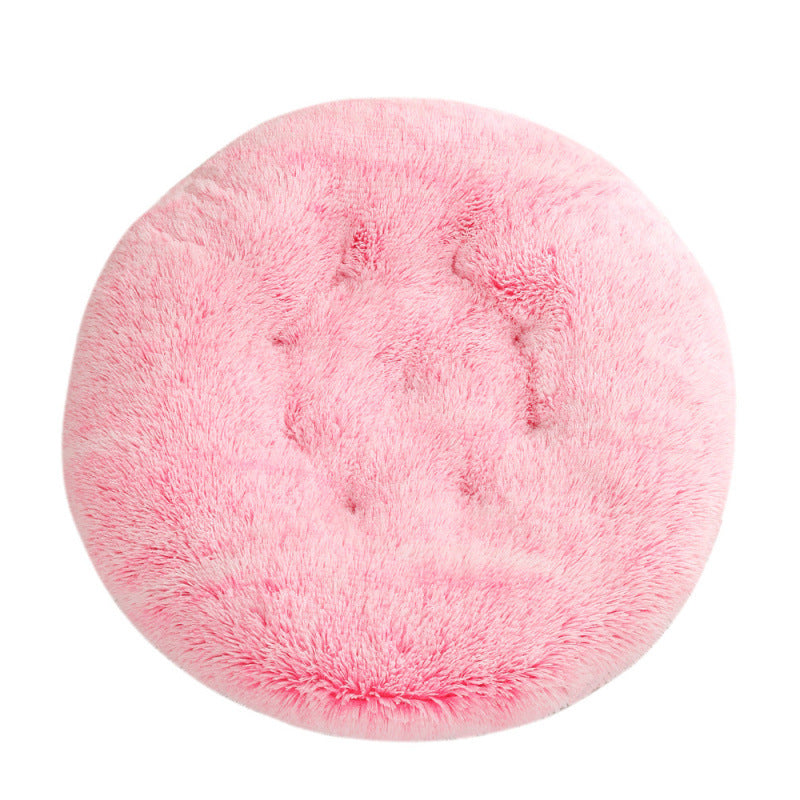 Round Plush Pet Bed Warm Comfortable Sleeping Mat House