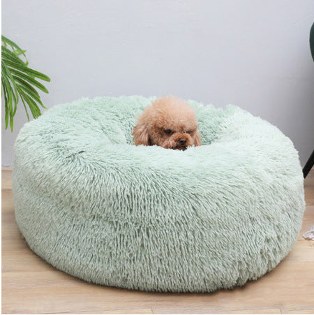 Soft Thick Cotton Plush Round Pet Bed For Cozy Comfort And Rest