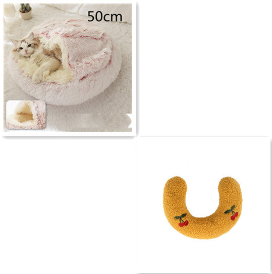 Bed Pet Winter Bed Round Plush Warm Bed House Soft Long Plush Pets Bed Pet Products