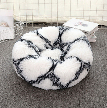 Soft Thick Cotton Plush Round Pet Bed For Cozy Comfort And Rest