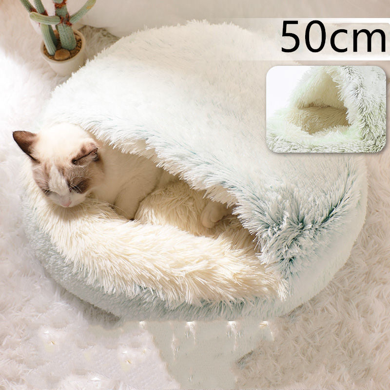 Bed Pet Winter Bed Round Plush Warm Bed House Soft Long Plush Pets Bed Pet Products