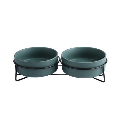 Metal frame ceramic pet bowl