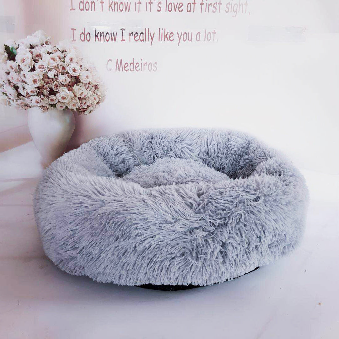 Soft Thick Cotton Plush Round Pet Bed For Cozy Comfort And Rest
