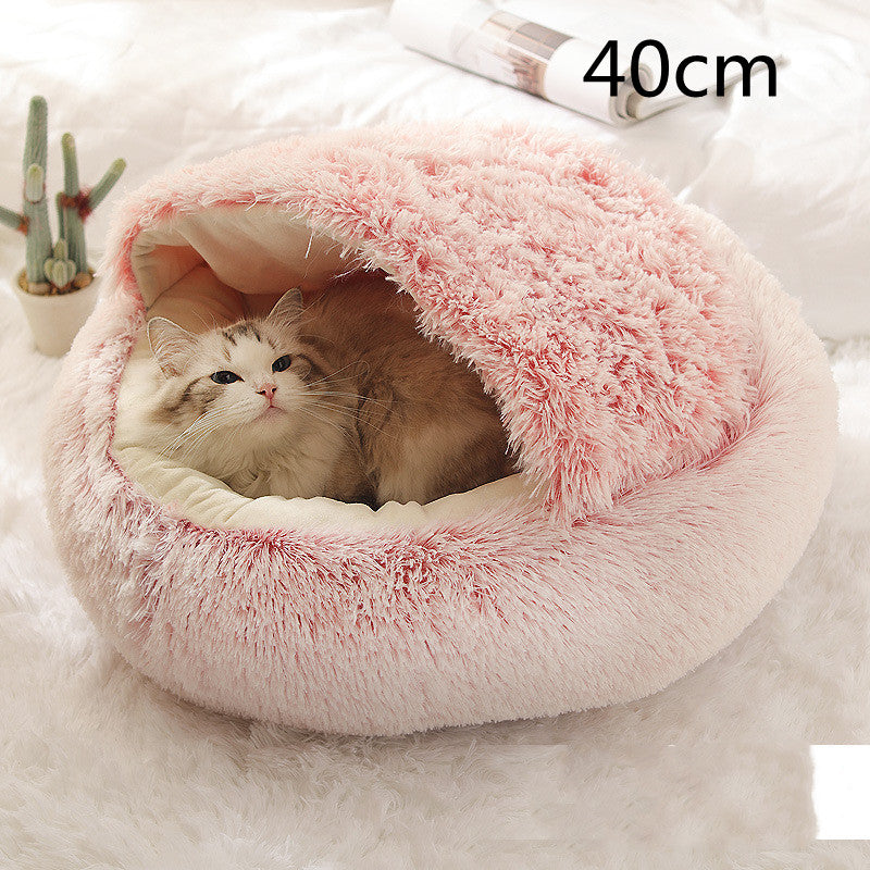 Bed Pet Winter Bed Round Plush Warm Bed House Soft Long Plush Pets Bed Pet Products