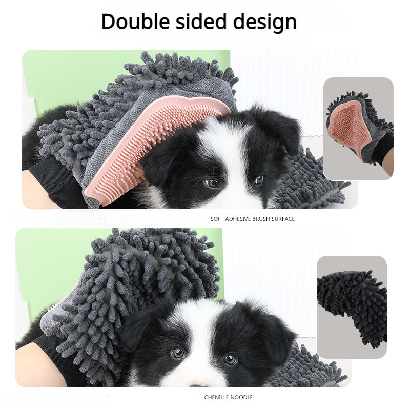2 In 1 Pet Grooming Glove Bath Brush Massage Cleaning Tool