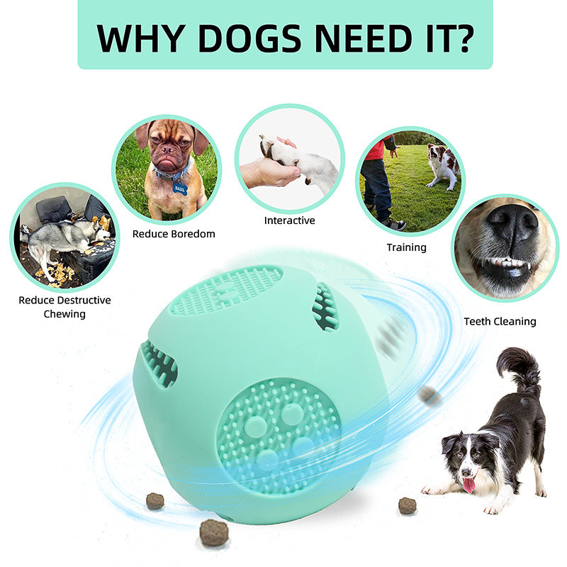 Bite Resistant Puzzle Food Dispensing Silicone Pet Toy Ball
