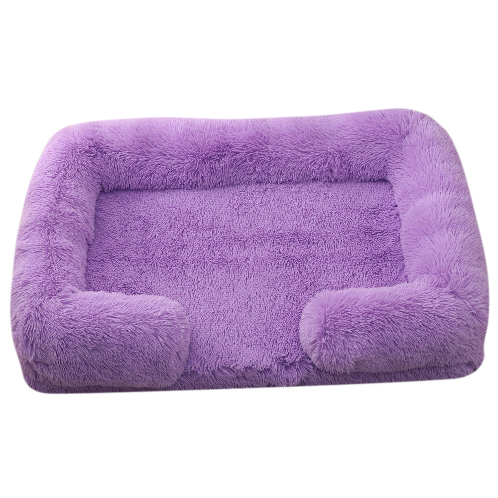 Plush Round Pet Bed Winter Warm Sleeping Nest For Comfort