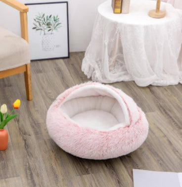 Bed Pet Winter Bed Round Plush Warm Bed House Soft Long Plush Pets Bed Pet Products