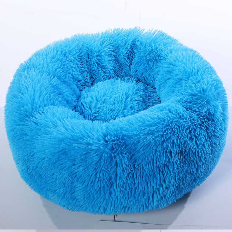 Soft Thick Cotton Plush Round Pet Bed For Cozy Comfort And Rest