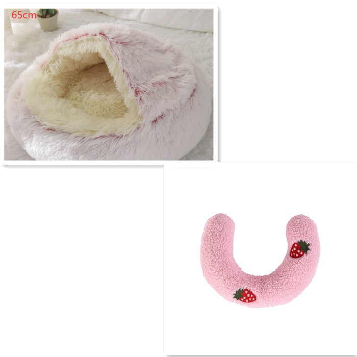 Bed Pet Winter Bed Round Plush Warm Bed House Soft Long Plush Pets Bed Pet Products