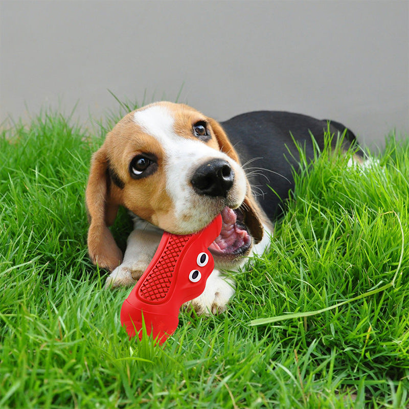 Vocal Rugby Pet Toy Natural Rubber Teething Chew Resistant Design