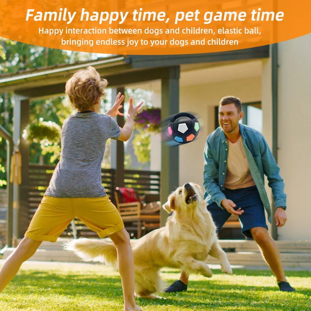 Durable Pet Football Tennis Ball Toy With Squeaky Teething Design