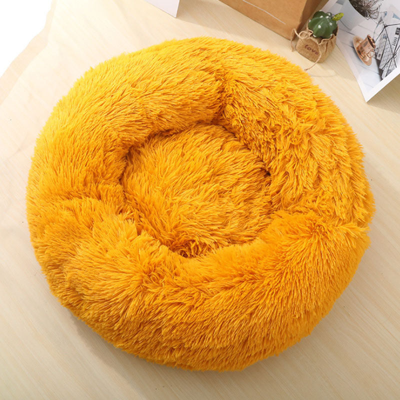 Soft Thick Cotton Plush Round Pet Bed For Cozy Comfort And Rest