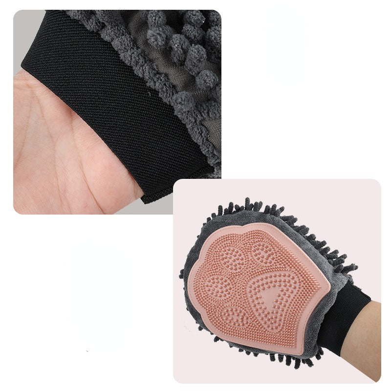 2 In 1 Pet Grooming Glove Bath Brush Massage Cleaning Tool