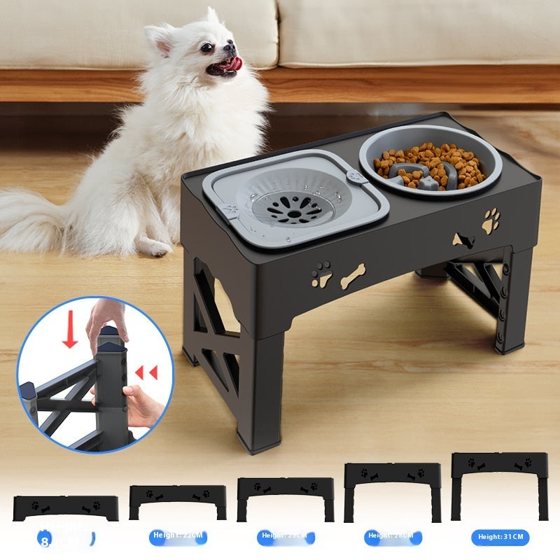 Pet Stainless Steel Double Bowl Elevated Feeder Durable Feeding Station